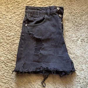 Zara Distressed Black Denim Shorts
